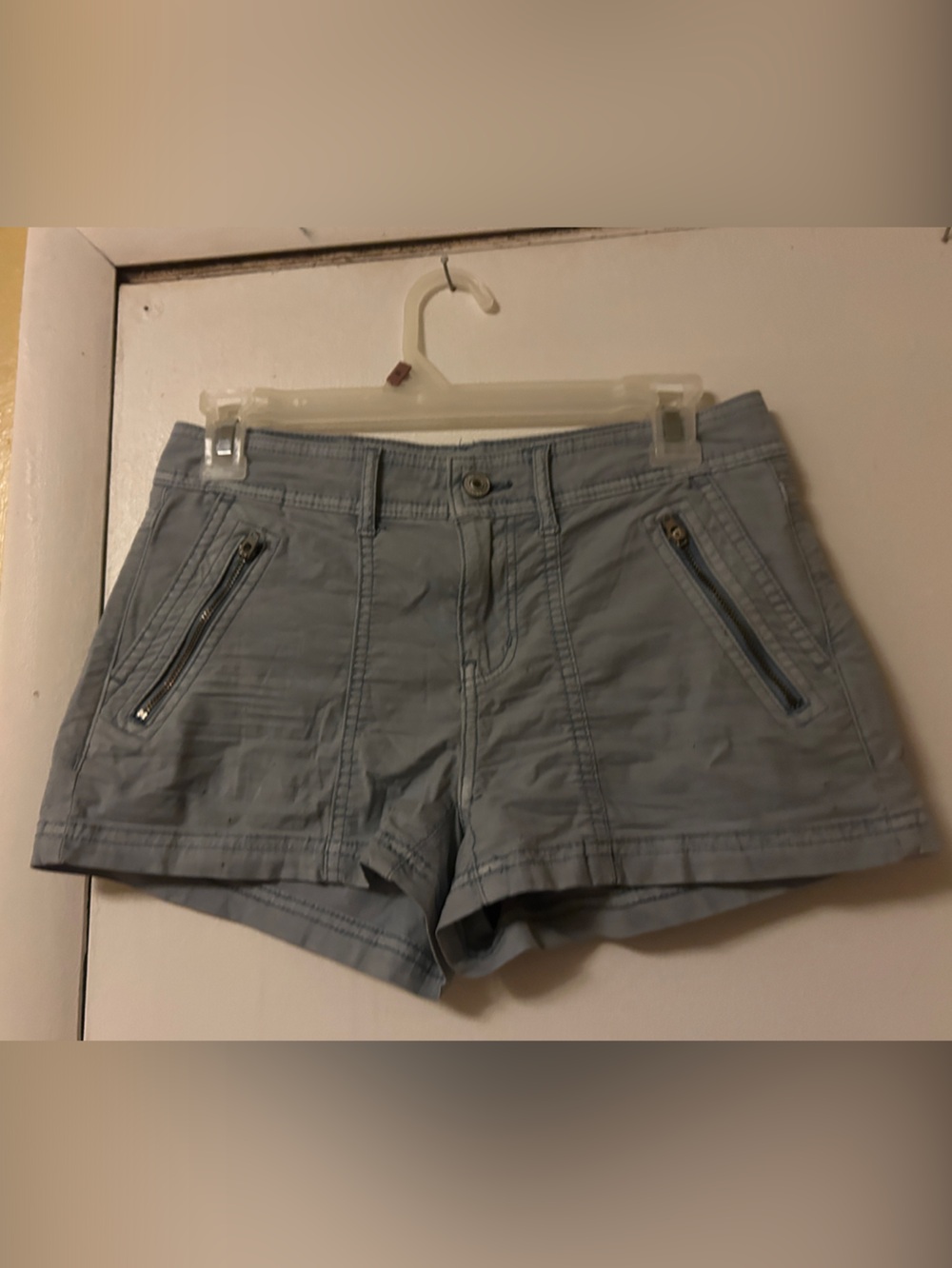 American Eagle Outfitters Light Gray Cargo Zip-Front Shorts